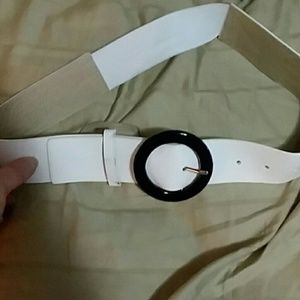 White leather belt